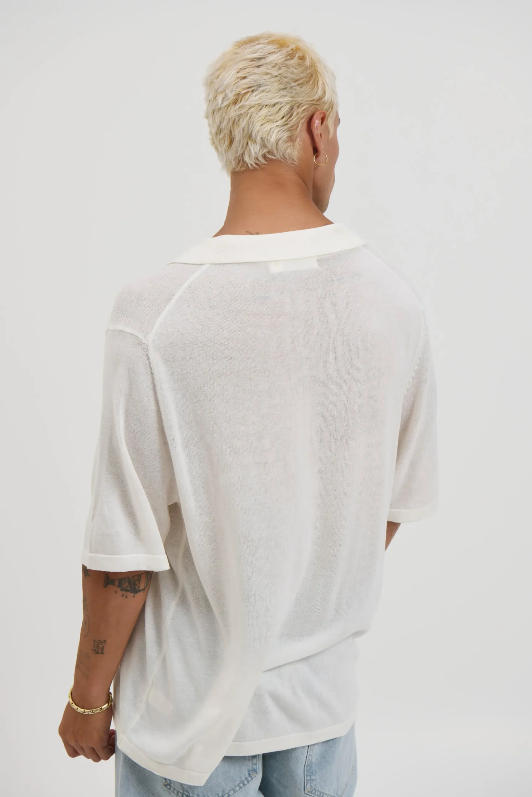 Open Neck Soft Polo White