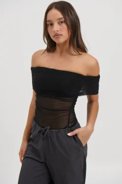 Penny Mesh Bodysuit Black