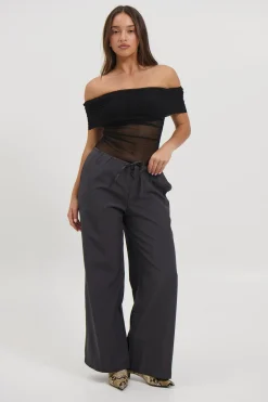 Penny Mesh Bodysuit Black