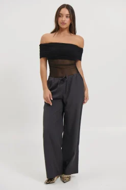 Penny Mesh Bodysuit Black