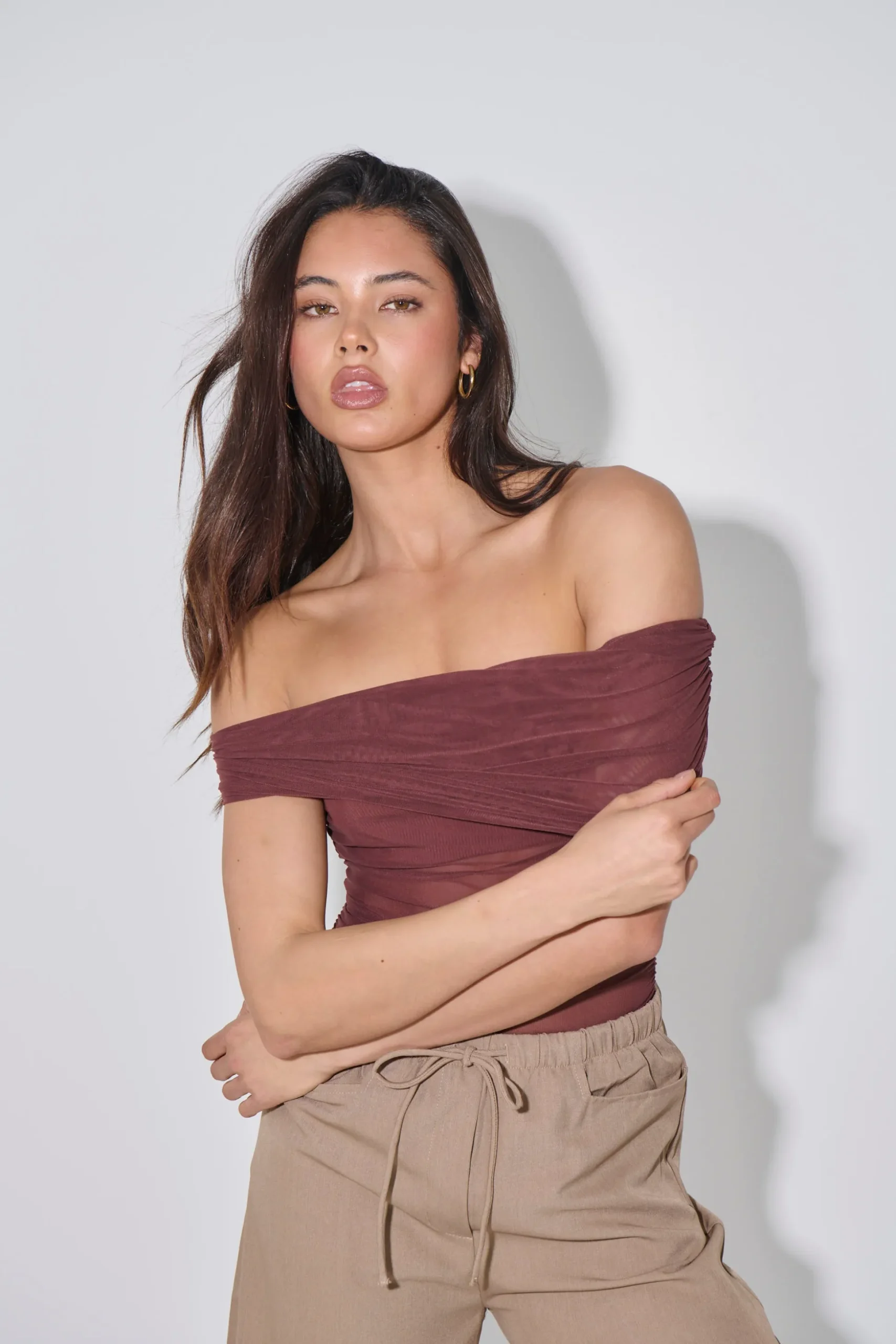 Penny Mesh Bodysuit Chocolate