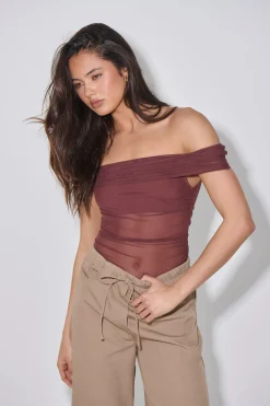 Penny Mesh Bodysuit Chocolate