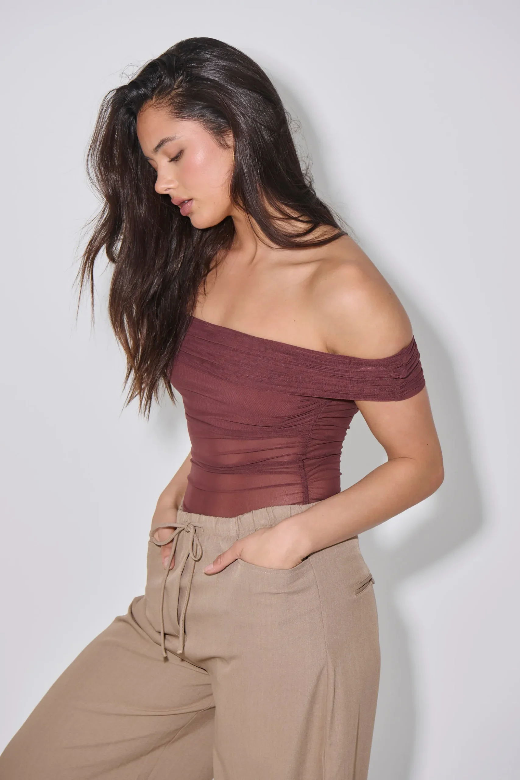 Penny Mesh Bodysuit Chocolate