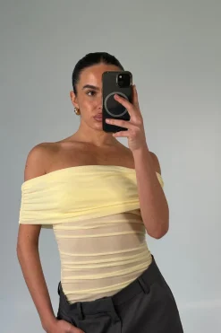 Penny Mesh Bodysuit Lemon