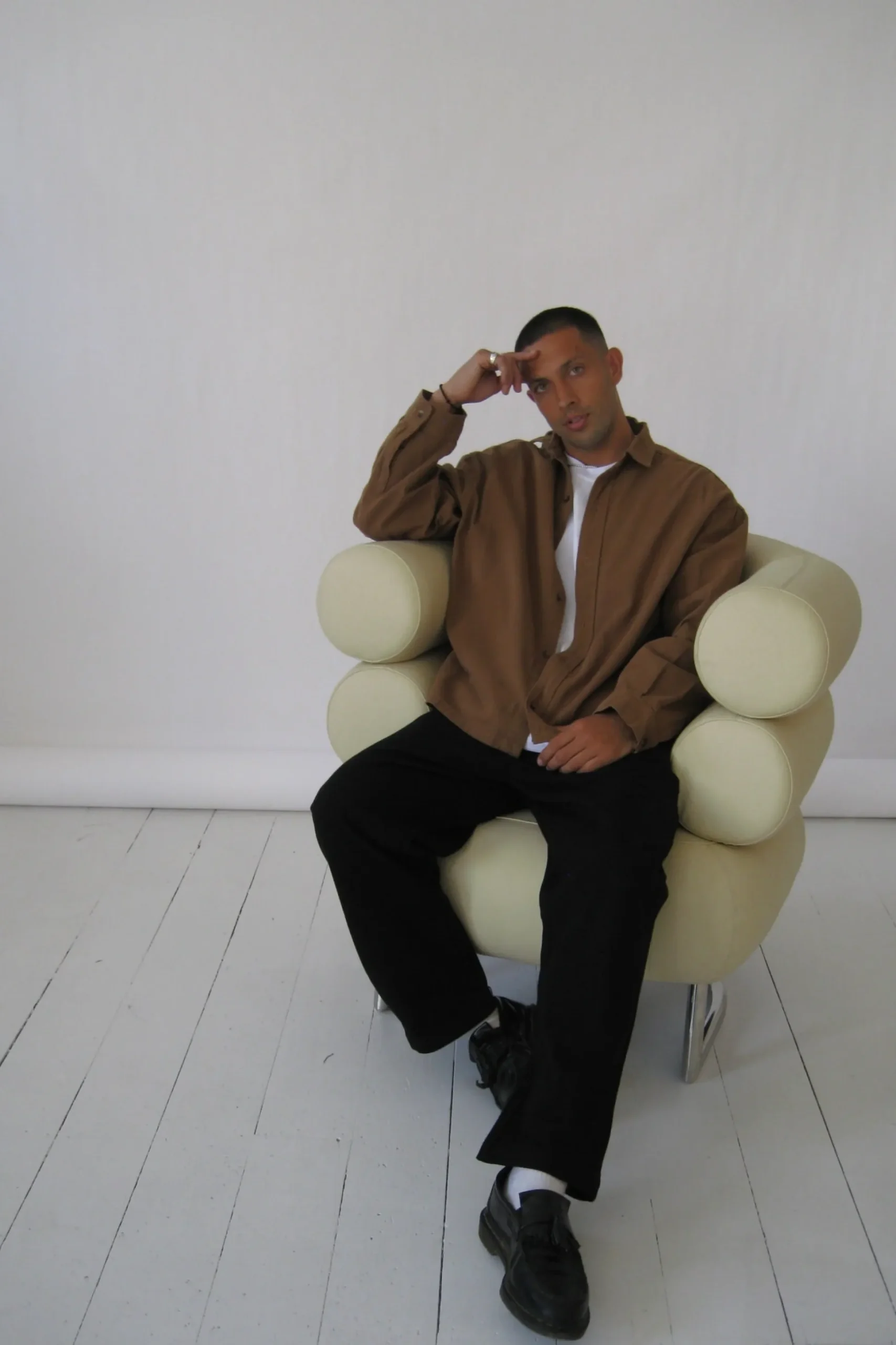 Phillip Washed Cotton Overshirt Tan