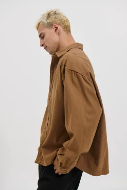 Phillip Washed Cotton Overshirt Tan