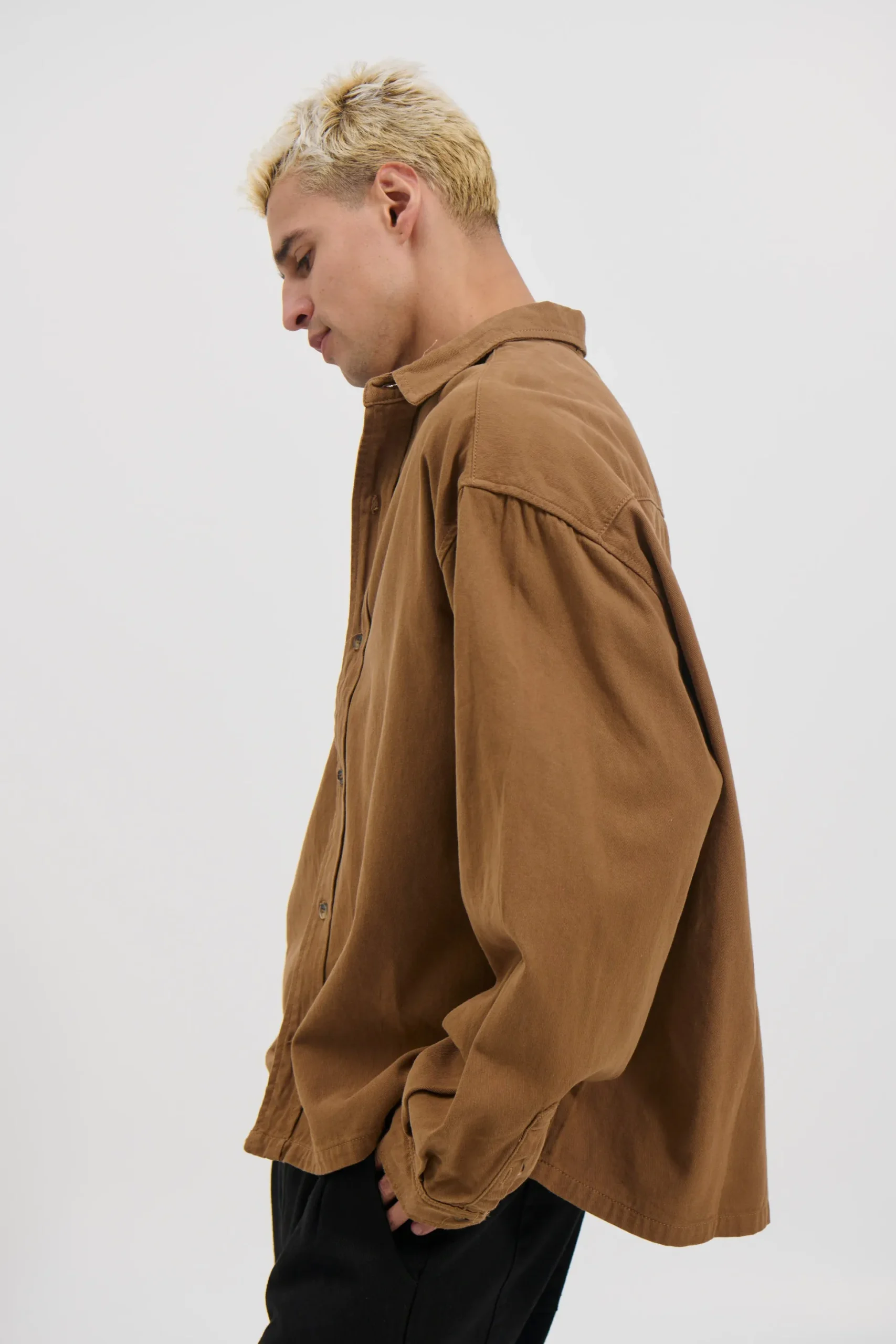 Phillip Washed Cotton Overshirt Tan