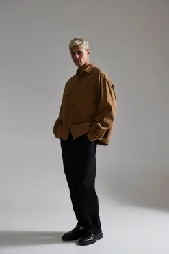 Phillip Washed Cotton Overshirt Tan