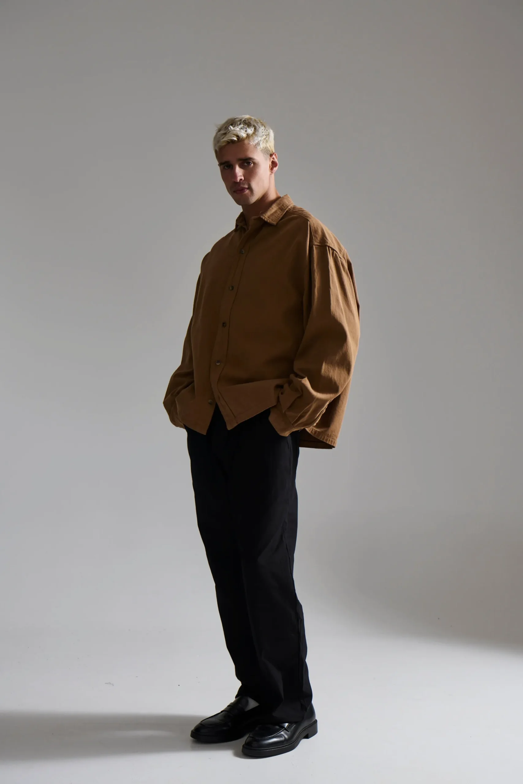 Phillip Washed Cotton Overshirt Tan
