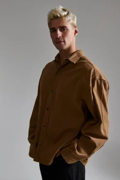 Phillip Washed Cotton Overshirt Tan