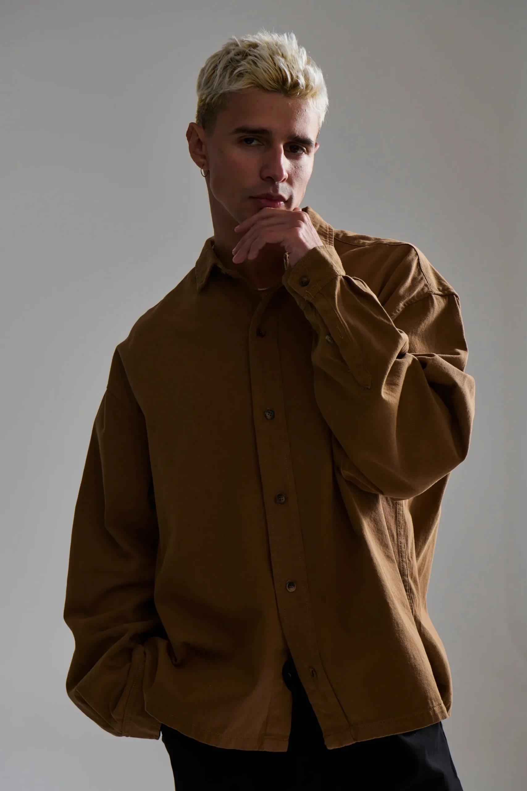 Phillip Washed Cotton Overshirt Tan