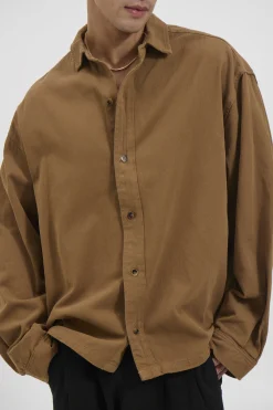 Phillip Washed Cotton Overshirt Tan