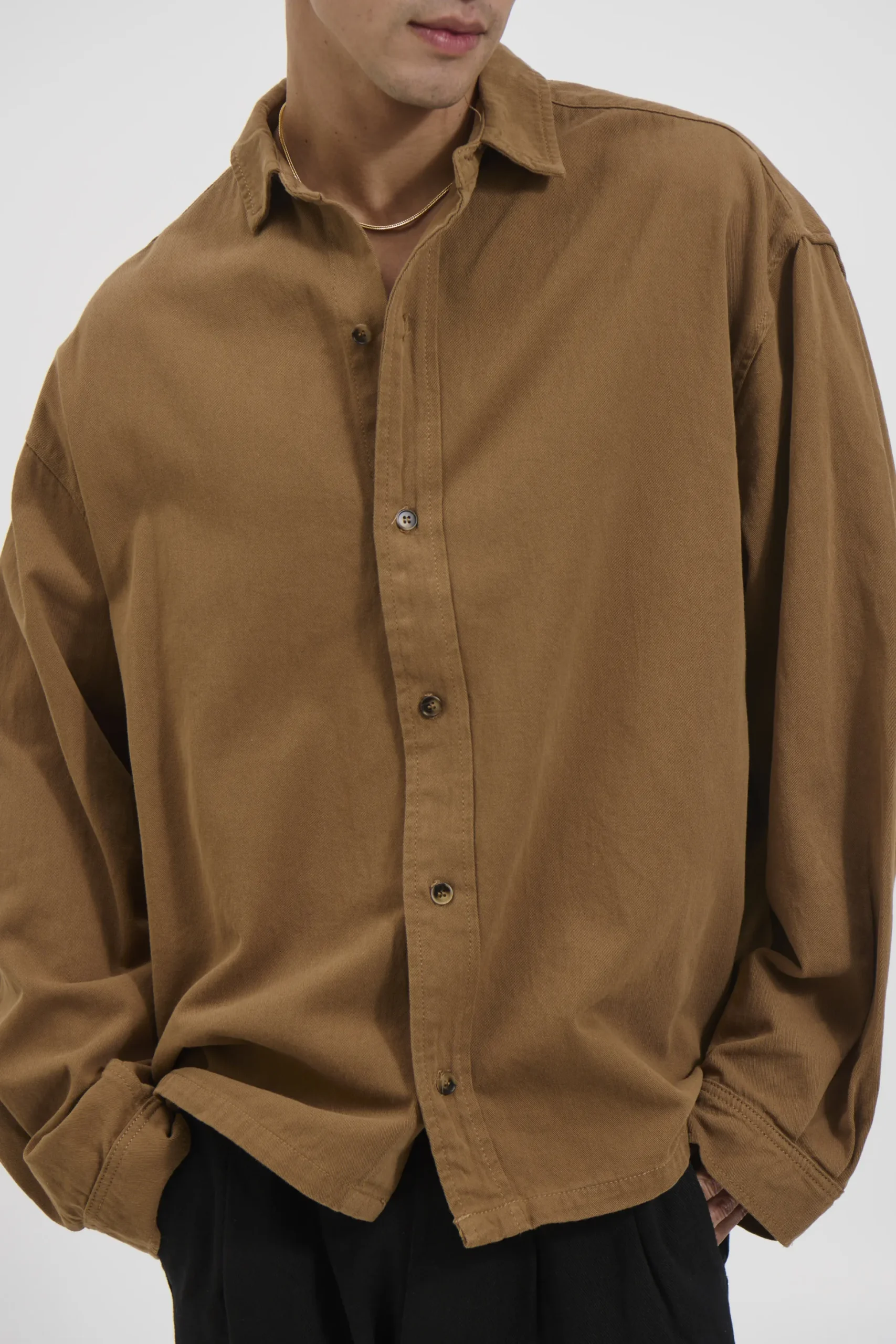 Phillip Washed Cotton Overshirt Tan