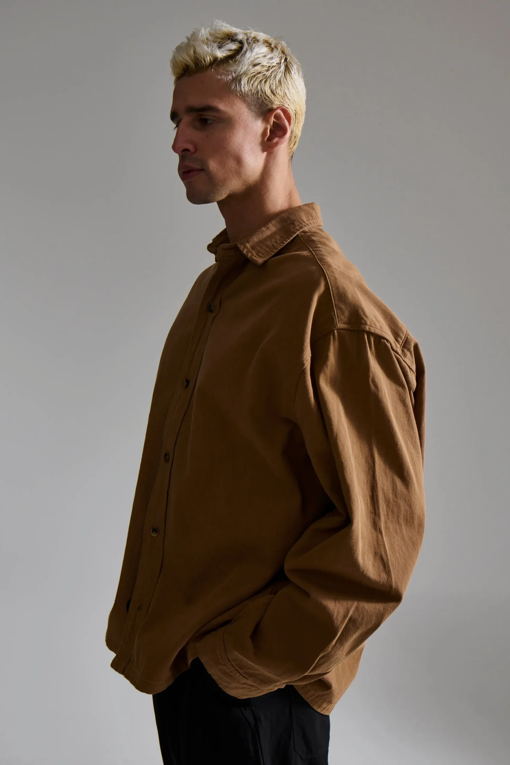 Phillip Washed Cotton Overshirt Tan