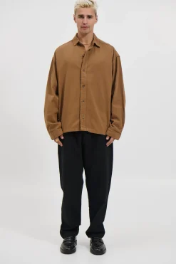 Phillip Washed Cotton Overshirt Tan