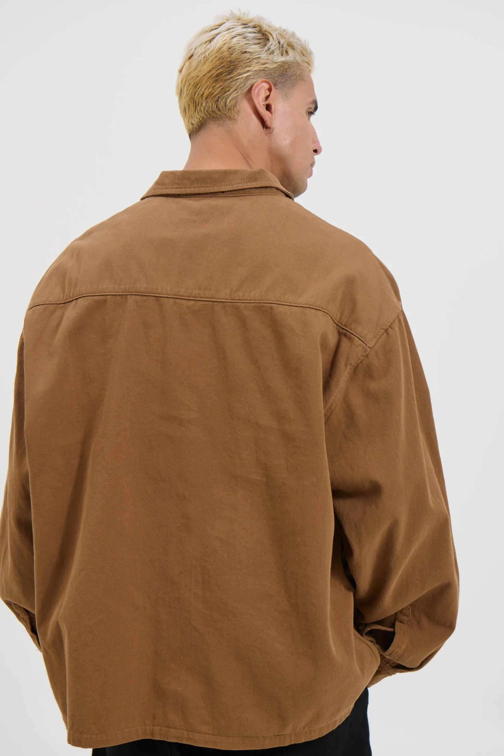 Phillip Washed Cotton Overshirt Tan