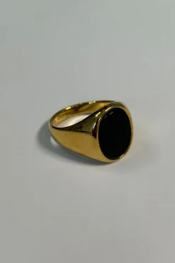 Premium NTH Stone Ring 18K Gold Plated Black