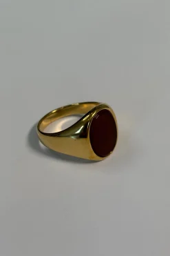 Premium NTH Stone Ring 18K Gold Plated Burgundy