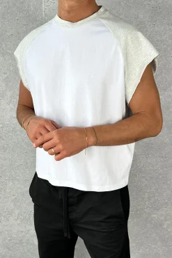 Raglan Crop Box Tank Heather Grey