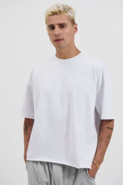 Raw Crop Distress Tee White