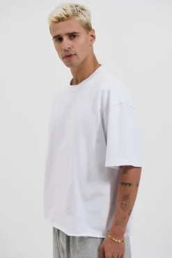 Raw Crop Distress Tee White