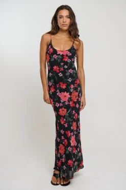 Rhea Maxi Dress Black Floral