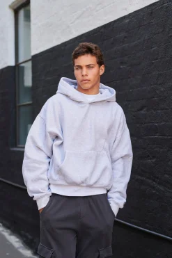 Roman Cropped Drop Hoodie Grey