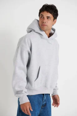 Roman Cropped Drop Hoodie Grey