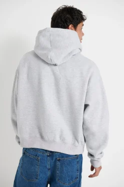 Roman Cropped Drop Hoodie Grey