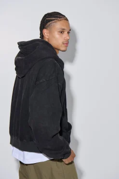 Roman Cropped Drop Hoodie Acid