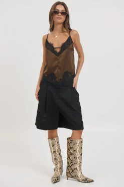 Rylee Lace Cami Chocolate