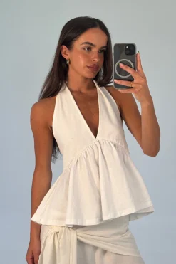 Saniya Halter Top White