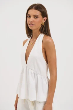 Saniya Halter Top White