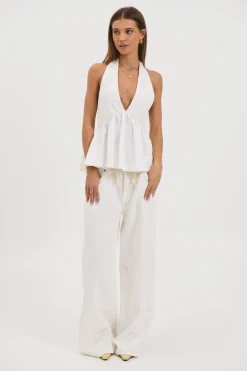 Saniya Halter Top White