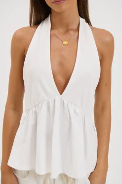 Saniya Halter Top White