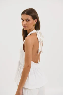 Saniya Halter Top White