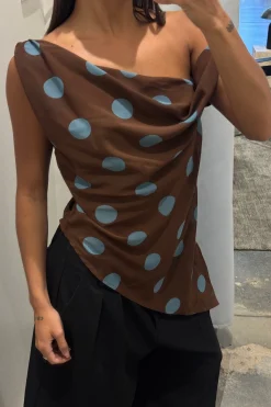 Shay Asymmetrical Top Chocolate
