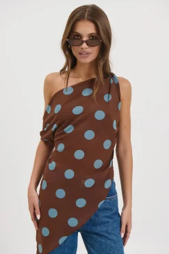 Shay Asymmetrical Top Chocolate