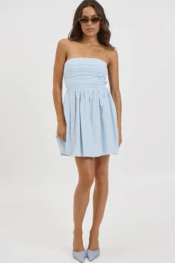 Shayla Strapless Mini Dress Sky