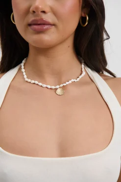 Shell Charm Necklace Gold