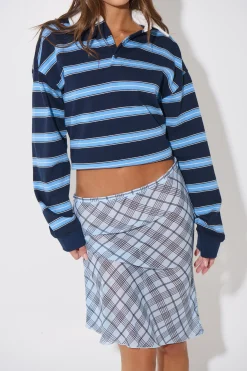 Shoreline Midi Skirt Baby Blue Plaid