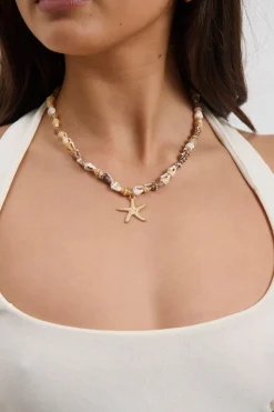Starfish Shell Necklace Gold