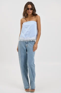 Stassie Strapless Top Sky