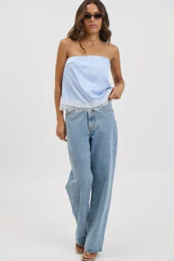 Stassie Strapless Top Sky
