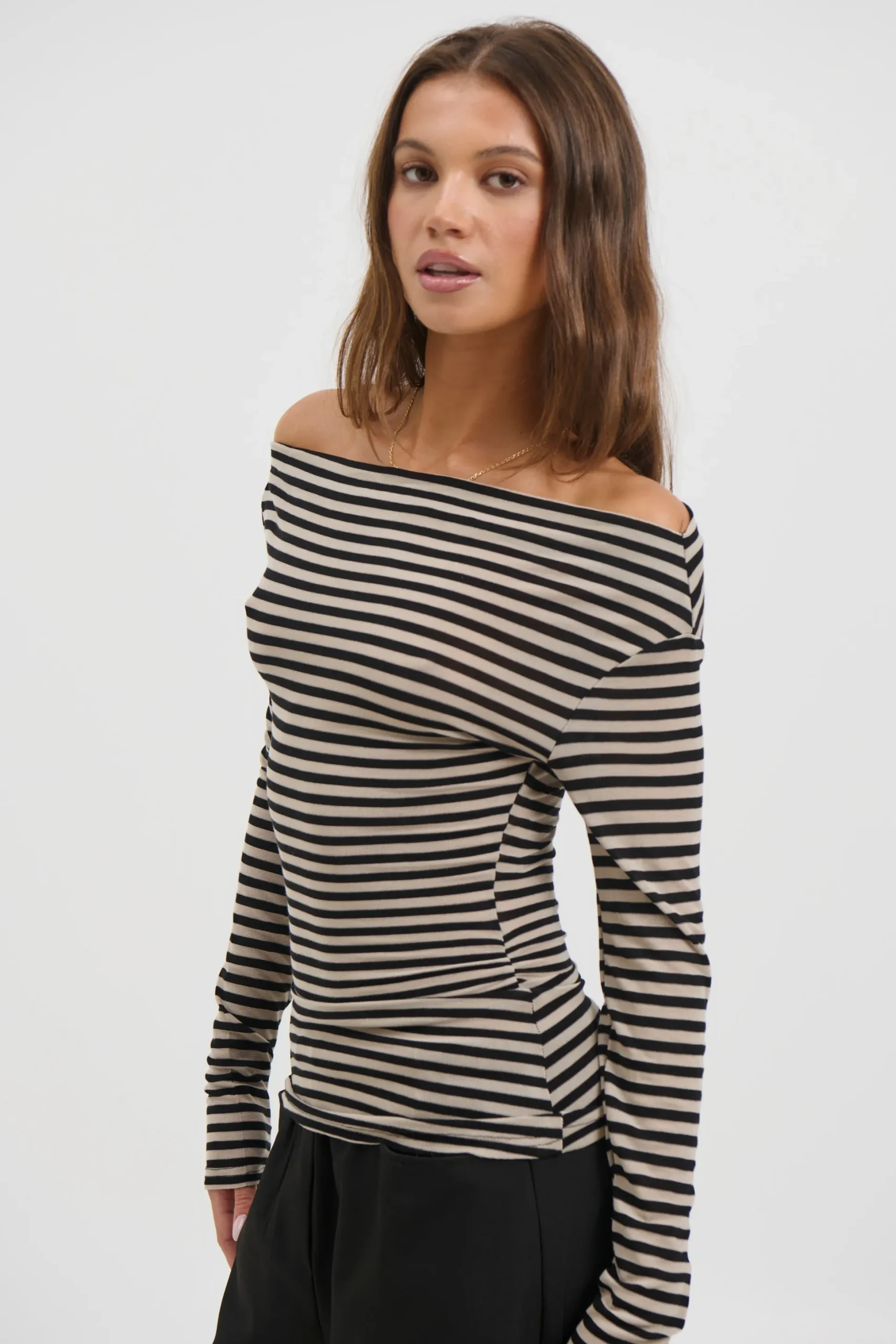 Steffani Long Sleeve Beige Stripe