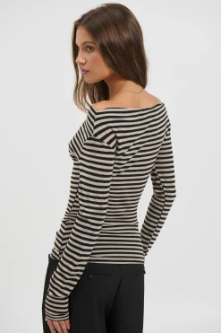 Steffani Long Sleeve Beige Stripe