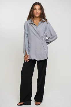 Summer Stripe Shirt Dark Grey