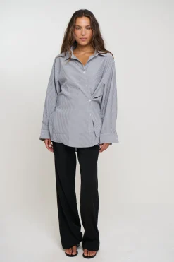 Summer Stripe Shirt Dark Grey