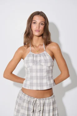 Sweet Escape Cami Smoke Plaid
