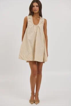 Sydney Mini Dress Beige Stripe